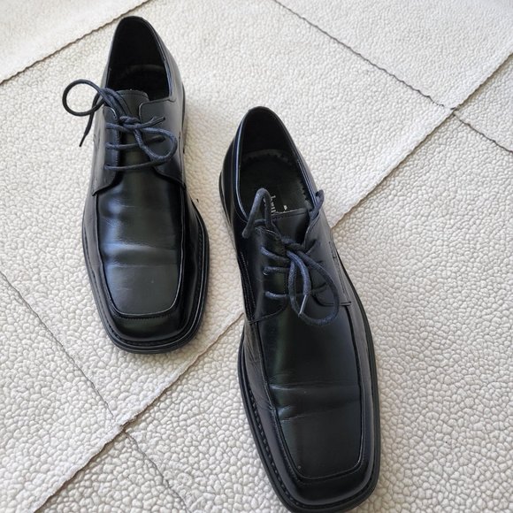 SZ 8.5  BLACK  LEATHER DRESS / CASUAL SHOES by BRUNELLO, Made in Italy main image 5
